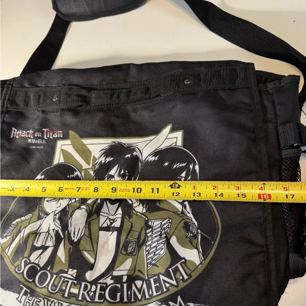 Attack on Titan Anime Black Scout Regiment Messenger Bag Laptop / Book Bag